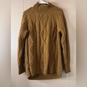 L.L. Bean Brown Cable Knit Turtleneck Sweater